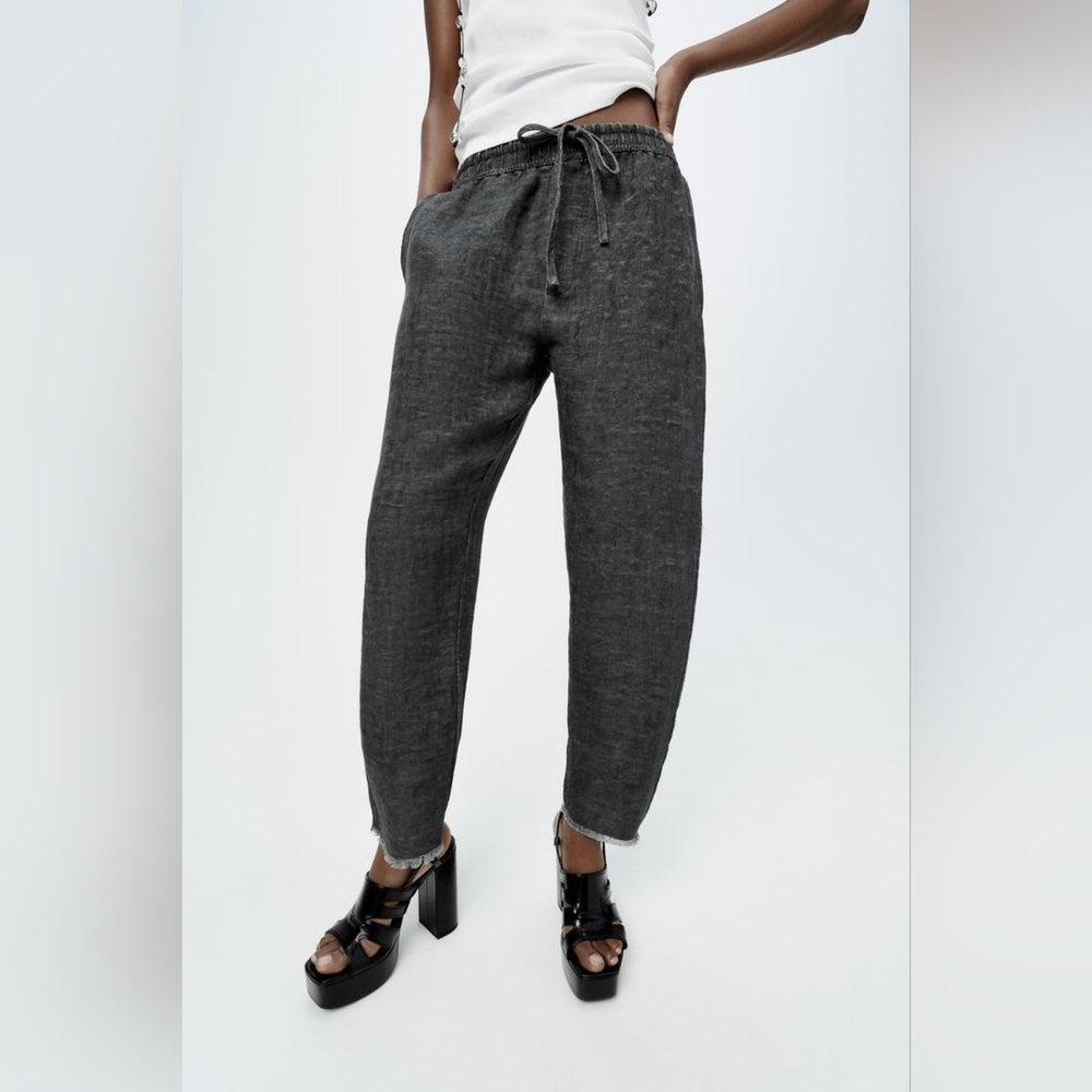 ZARA ZW COLLECTION LINEN BLEND JOGGER PANTS